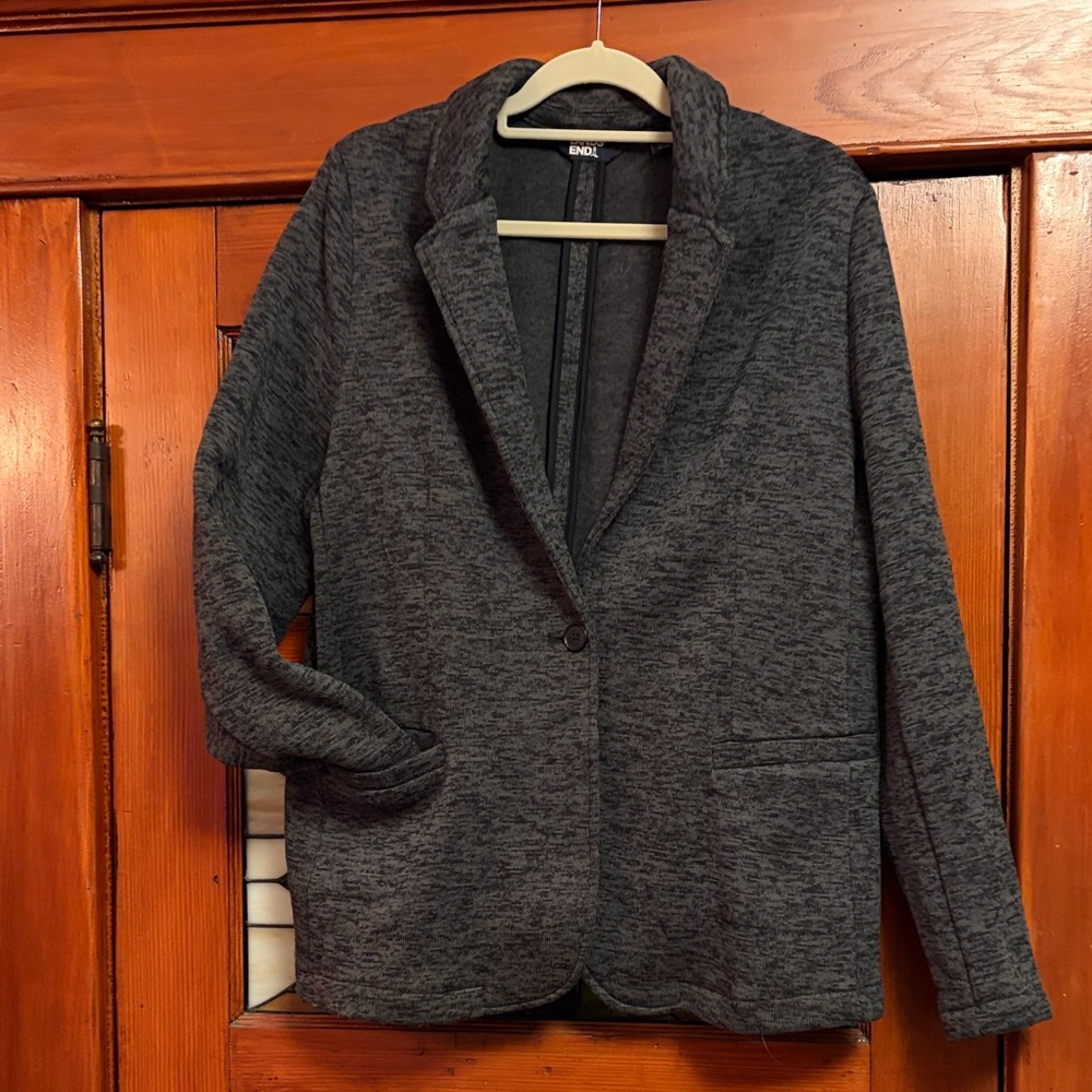 Lands' End Charcoal Fleece Blazer